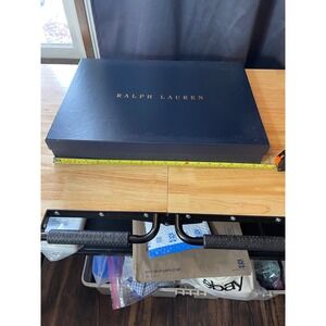 Ralph Lauren Navy‎ Blue Gold Logo Large Gift Box 19x12.5x3 Storage Packaging
